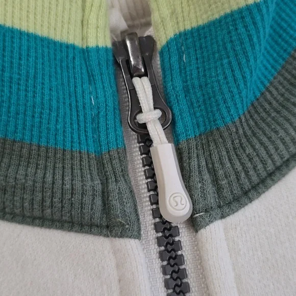 Lululemon Women's Cream Teal Retro Zip-Up Fleece Lined Scuba Jacket Pockets 8 - Picture 7 of 16
